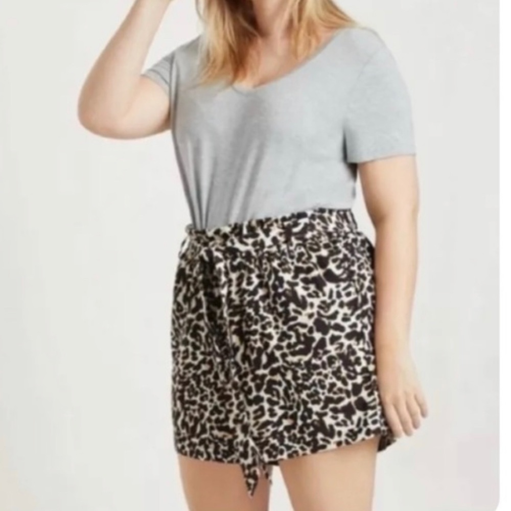 Eloquii Paper Bag Waist Cheetah Shorts